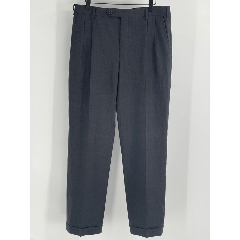 Brooks Brothers Pants‎ Stretch Men Size 35x31 Chino Dress Gray Pleated Cuffed
